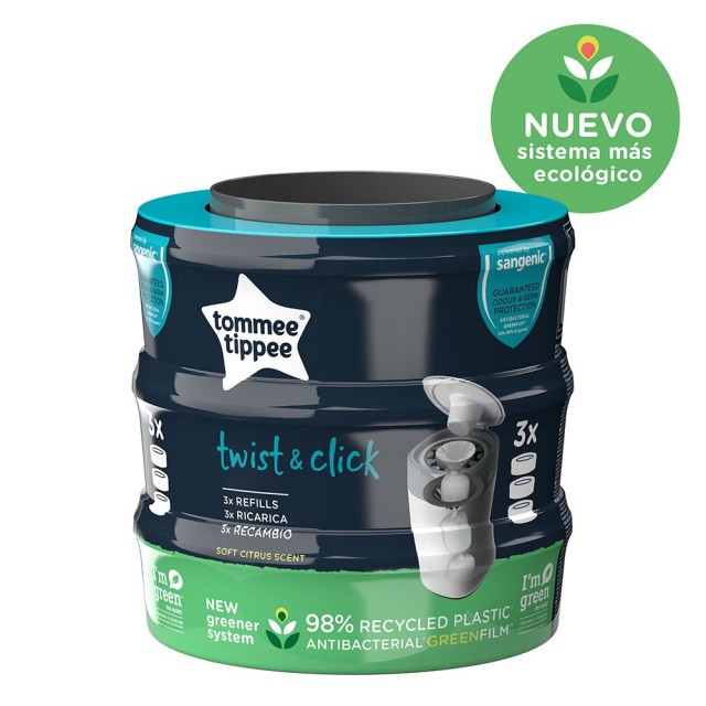 Ανταλλακτικό φυσίγγιο Tommee Tippee για καλάθι υγιεινής Twist&Click, σετ 3 τεμ.