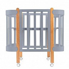 Κρεβάτι Μεταμορφώσιμο 5σε1 Nika 60x95/60x120εκ. Γκρι + Φυσικό Ιγκβαρτ