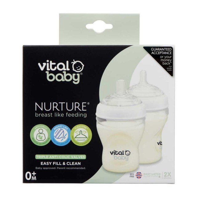 Шишета за хранене 240 ml 2 бр. Vital Baby