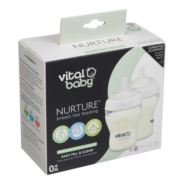 Шишета за хранене 240 ml 2 бр. Vital Baby