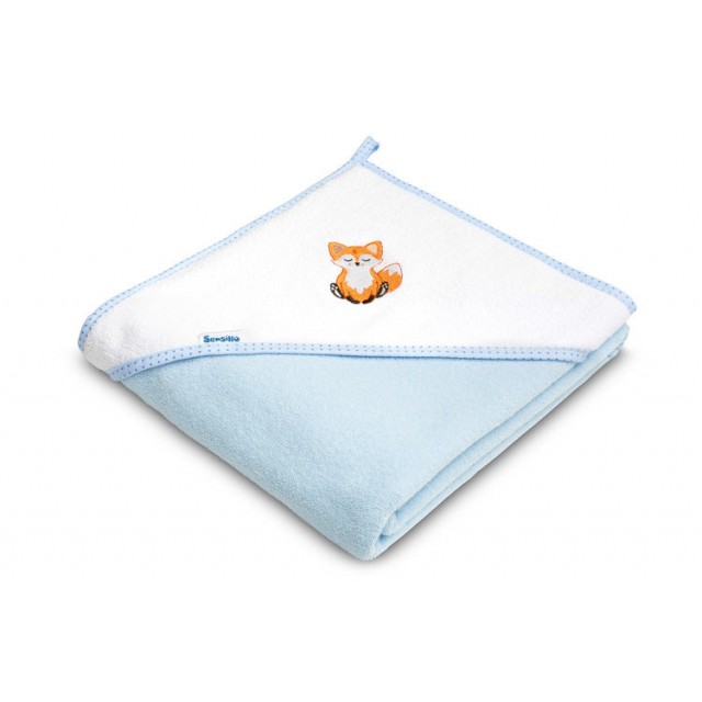 Πετσέτα με Κουκούλα για Μωρό 100X100 Fox Blue Sensillo