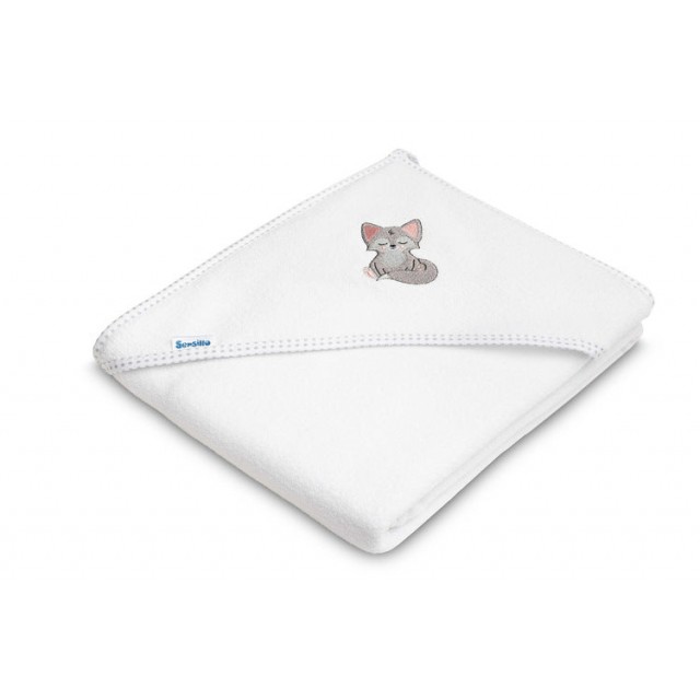 Πετσέτα μωρού με κουκούλα 100X100 Wolf White Sensillo