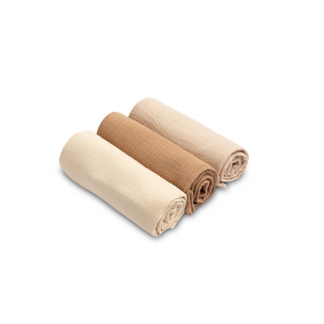 Πάνες Muslin Ολόκληρες Καφέ 3 Τεμαχίων 60x80cm