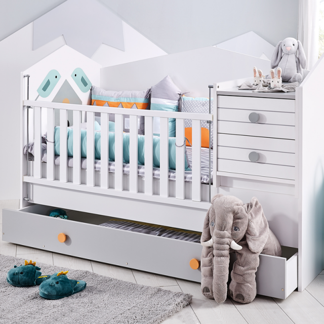 Βρεφική κούνια και παιδικό κρεβάτι 2 in1 BIRD HOUSE 70 x 170