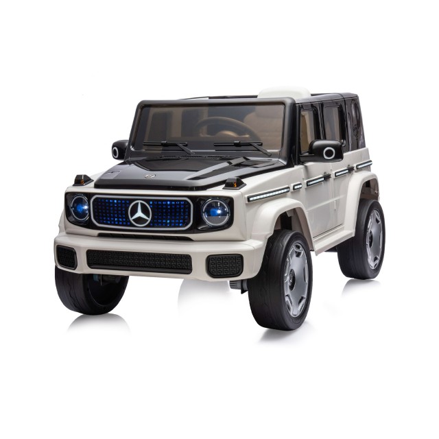 Акумулаторен джип Mercedes EQG бял EVA, кожена се