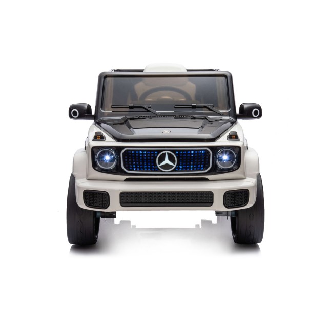 Акумулаторен джип Mercedes EQG бял EVA, кожена се