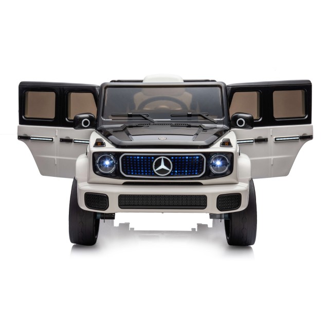 Акумулаторен джип Mercedes EQG бял EVA, кожена се