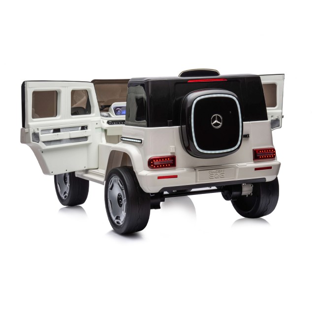 Акумулаторен джип Mercedes EQG бял EVA, кожена се