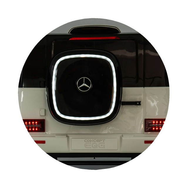 Акумулаторен джип Mercedes EQG бял EVA, кожена се