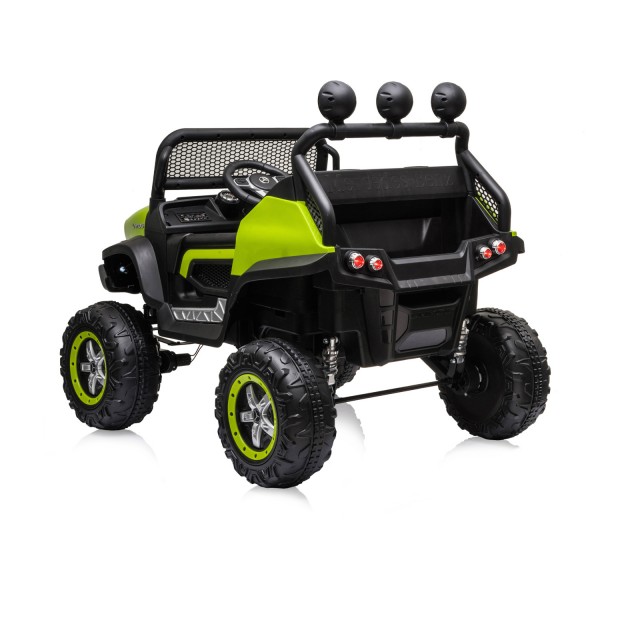 Акумулаторен джипMercedes UNIMOG зелен EVA,кожена
