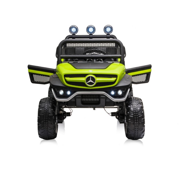 Акумулаторен джипMercedes UNIMOG зелен EVA,кожена