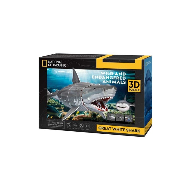 CubicFun Puzzle 3D National Geographic Great White Shark 72h.