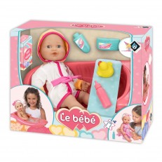 LT κούκλα Le Bebe 40 εκ. με μπουρνούζι και μπανιέρα 40 εκ.