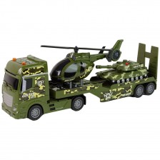 ToyStar μεταφορέας αυτοκινήτων Military με ελικόπτερο και τανκ, ήχος και φως