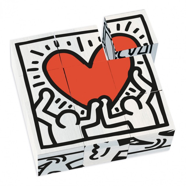 Toy 9 ξύλινοι κύβοι σχεδιασμένοι από τον Keith Haring
