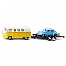 Φορτηγάκι παιχνιδιού VW T1 με τρέιλερ και χελώνα VW
