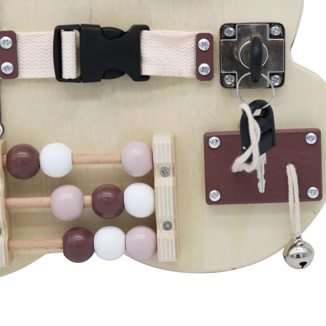 Ξύλινη Πλακέτα Αρκουδάκι GINGER HOME, Πλακέτα Montessori για Λεπτές Κινητικές Δεξιότητες, 30x39 εκ.