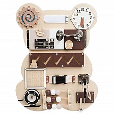 Ξύλινη Πλακέτα Αρκουδάκι GINGER HOME, Πλακέτα Montessori για Λεπτές Κινητικές Δεξιότητες, 30x39 εκ.