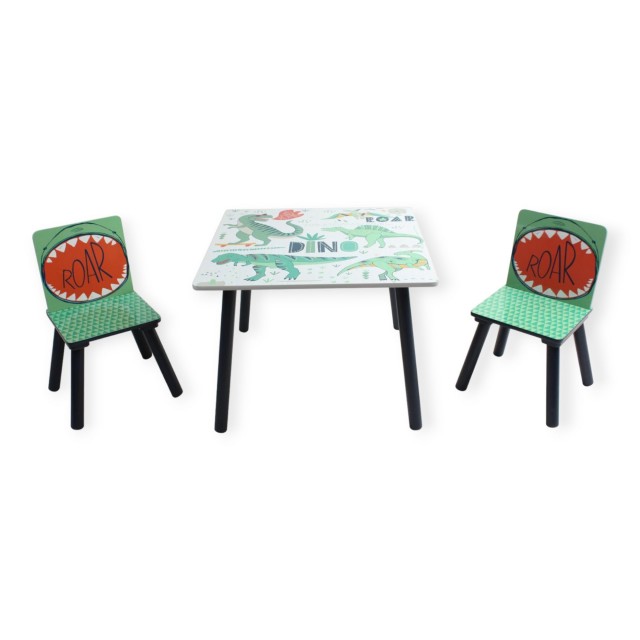 Детска Маса със Столчета GINGER HOME за Рисуване, Игра, Хранене, Дървена, DINOSAUR