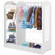 Παιδική κρεμάστρα ρούχων με καθρέφτη GINGER HOME - Παιδική Ανοιχτή Ντουλάπα με Ράφια και Κρεμάστρες, Λευκό, 94x38x100 cm