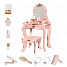Παιδική τουαλέτα GINGER HOME με καθρέφτη και αξεσουάρ, Princess, ροζ, ξύλινη
