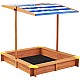 Παιδικό sandbox από ξύλο 118x118x118 cm, με ρυθμιζόμενο, αδιάβροχο κάλυμμα κουβούκλιο-αντι-UV