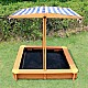 Παιδικό sandbox από ξύλο 118x118x118 cm, με ρυθμιζόμενο, αδιάβροχο κάλυμμα κουβούκλιο-αντι-UV