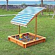 Παιδικό sandbox από ξύλο 118x118x118 cm, με ρυθμιζόμενο, αδιάβροχο κάλυμμα κουβούκλιο-αντι-UV