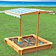 Παιδικό sandbox από ξύλο 118x118x118 cm, με ρυθμιζόμενο, αδιάβροχο κάλυμμα κουβούκλιο-αντι-UV
