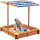 Παιδικό sandbox από ξύλο 118x118x118 cm, με ρυθμιζόμενο, αδιάβροχο κάλυμμα κουβούκλιο-αντι-UV