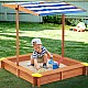 Παιδικό sandbox από ξύλο 118x118x118 cm, με ρυθμιζόμενο, αδιάβροχο κάλυμμα κουβούκλιο-αντι-UV