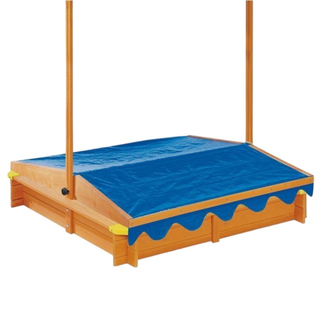 Παιδικό sandbox από ξύλο 117x117 cm, με ρυθμιζόμενο, αδιάβροχο κάλυμμα θόλου anti-UV 30