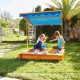 Παιδικό sandbox από ξύλο 117x117 cm, με ρυθμιζόμενο, αδιάβροχο κάλυμμα θόλου anti-UV 30