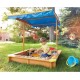 Παιδικό sandbox από ξύλο 117x117 cm, με ρυθμιζόμενο, αδιάβροχο κάλυμμα θόλου anti-UV 30