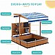 Παιδικό Ξύλινο Sandbox GINGER HOME με ρυθμιζόμενη οροφή, αξεσουάρ παιχνιδιού 120x120x120 cm - Ιδανικό για αυλή και κήπο