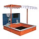 Παιδικό Ξύλινο Sandbox GINGER HOME με ρυθμιζόμενη οροφή, αξεσουάρ παιχνιδιού 120x120x120 cm - Ιδανικό για αυλή και κήπο
