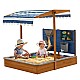 Παιδικό Ξύλινο Sandbox GINGER HOME με ρυθμιζόμενη οροφή, αξεσουάρ παιχνιδιού 120x120x120 cm - Ιδανικό για αυλή και κήπο