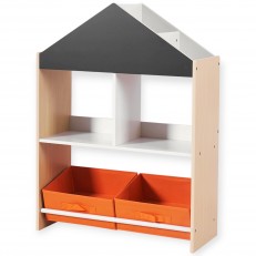 Παιδικό ντουλάπι GINGER HOME, Ράφι για παιχνίδια και βιβλία με μαύρη σανίδα γραφής, σπίτι, ξύλο