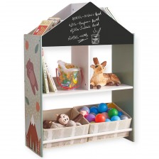 Παιδική ντουλάπα GINGER HOME, ραφιέρα για παιχνίδια και βιβλία με Αρκουδάκι, πίνακας γραφής, σπιτάκι FOREST