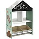 Детски Шкаф GINGER HOME, Етажерказа Играчки и Книжки  с Мече, Черна Дъска за Писане, Къщичка FOREST