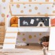 Детско Легло Къщичка GINGER HOME, Монтесори, Двуетажно, Пързалка, Черна Дъска, Подматрачна Рамка 90х200 см