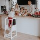 Монтесори Кула GINGER HOME, Образователно Столче с Черна Дъска и Регулируема Височина, Бяла, за Деца от 1-4 години