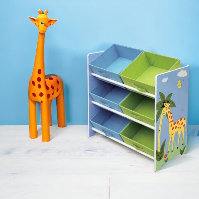 Органайзер за Играчки GINGER HOME, Етажерка за Детска Стая с Кутии за Съхранение, SAFARI