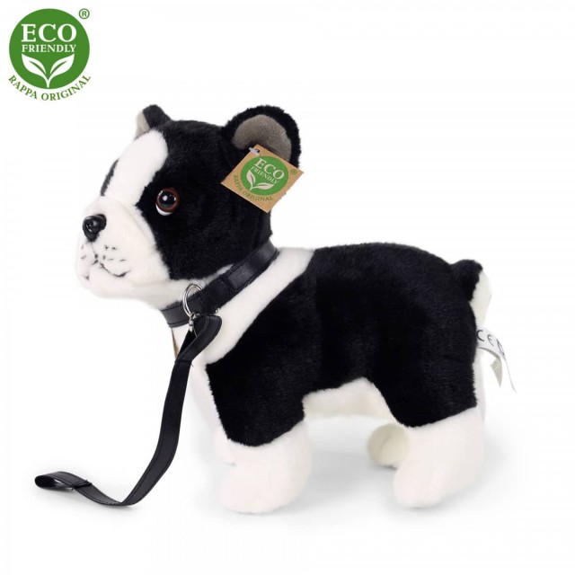 Λούτρινο σκυλί Boston terrier με λουρί όρθιο 23 cm.