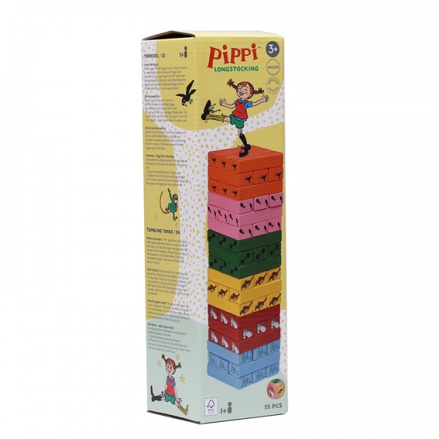 Ξύλινο παιχνίδι Jenga με την Πίπη Φακιδομύτη