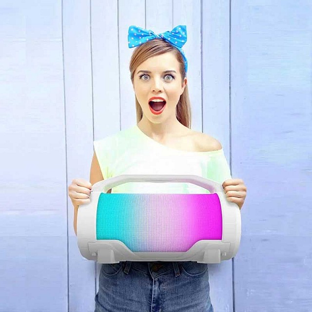 Ηχείο Bluetooth καραόκε με μικρόφωνο, λευκό