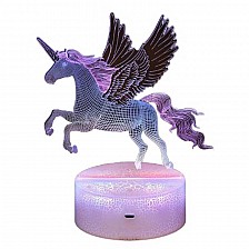 Παιδικό νυχτερινό φως LED 3D, φτερωτός μονόκερος, που αλλάζει χρώμα, 20 εκ.