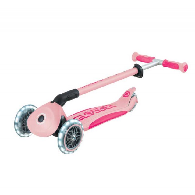 Globber Go Up Deluxe Flash Lights παιδικό αναδιπλούμενο σκούτερ με γονικό έλεγχο, ροζ
