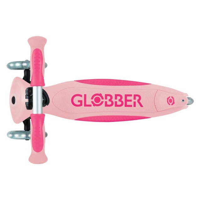Globber Go Up Deluxe Flash Lights παιδικό αναδιπλούμενο σκούτερ με γονικό έλεγχο, ροζ