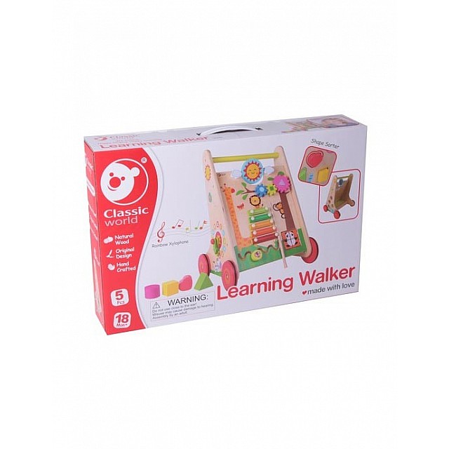 Παιδικό ξύλινο Walker - walker με παιχνίδια για μωρά